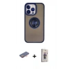 MARSİLYAN™- iPhone 13 Pro Max Kılıf Yörünge Çizgi - Siyah Bilvis 3D Cam Ekran Koruyucu + Renkli Kamera Lens Koruma Cam - TU