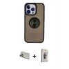 MARSİLYAN™- iPhone 13 Pro Max Kılıf Yörünge Çizgi - Siyah Bilvis 3D Cam Ekran Koruyucu + Rainbow Kamera Lens Koruma Cam - REGD