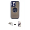 MARSİLYAN™- iPhone 13 Pro Max Kılıf Yörünge Çizgi - Siyah Bilvis 3D Mat Cam Ekran Koruyucu + Pers Alüminyum Kamera Lens - GD