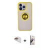 MARSİLYAN™- iPhone 13 Pro Max Kılıf Yörünge Çizgi - Siyah Bilvis 3D Mat Cam Ekran Koruyucu + Pers Alüminyum Kamera Lens - GD