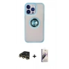 MARSİLYAN™- iPhone 13 Pro Max Kılıf Yörünge Çizgi - Siyah Bilvis 3D Mat Cam Ekran Koruyucu + Gold Raze Metal Kamera Lens