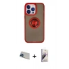 MARSİLYAN™- iPhone 13 Pro Max Kılıf Yörünge Çizgi - Siyah Bilvis 3D Mat Cam Ekran Koruyucu + Rainbow Kamera Lens Koruma Cam - MI