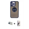 MARSİLYAN™- iPhone 13 Pro Max Kılıf Yörünge Çizgi - Siyah Bilvis 3D Mat Cam Ekran Koruyucu + Rainbow Kamera Lens Koruma Cam - MI