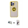 MARSİLYAN™- iPhone 13 Pro Max Kılıf Yörünge Çizgi - Siyah Bilvis 3D Mat Cam Ekran Koruyucu + Rainbow Kamera Lens Koruma Cam - MI