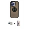MARSİLYAN™- iPhone 13 Pro Max Kılıf Yörünge Çizgi - Siyah Bilvis 3D Mat Cam Ekran Koruyucu + Rainbow Kamera Lens Koruma Cam - MI