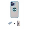 MARSİLYAN™- iPhone 13 Pro Max Kılıf Yörünge Çizgi - Siyah Bilvis 3D Mat Cam Ekran Koruyucu + Mavi Shine Kamera Lens Koruma Cam