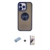 MARSİLYAN™- iPhone 13 Pro Max Kılıf Yörünge Çizgi - Siyah Bilvis 3D Mat Cam Ekran Koruyucu + Mavi Shine Kamera Lens Koruma Cam