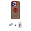 MARSİLYAN™- iPhone 13 Pro Max Kılıf Yörünge Çizgi - Siyah Bilvis 3D Mat Cam Ekran Koruyucu + Mavi Shine Kamera Lens Koruma Cam