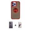 MARSİLYAN™- iPhone 13 Pro Max Kılıf Yörünge Çizgi - Siyah Bilvis 3D Mat Cam Ekran Koruyucu + Neon Fosforlu Kamera Lens - BZ