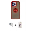 MARSİLYAN™- iPhone 13 Pro Max Kılıf Yörünge Çizgi - Siyah Bilvis 3D Mat Cam Ekran Koruyucu + Pers Alüminyum Kamera Lens - SABE
