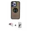MARSİLYAN™- iPhone 13 Pro Max Kılıf Yörünge Çizgi - Siyah Bilvis 3D Mat Cam Ekran Koruyucu + Pers Alüminyum Kamera Lens - KI