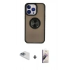 MARSİLYAN™- iPhone 13 Pro Max Kılıf Yörünge Çizgi - Siyah Bilvis 3D Mat Cam Ekran Koruyucu + Pers Alüminyum Kamera Lens - SABE