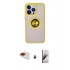 MARSİLYAN™- iPhone 13 Pro Max Kılıf Yörünge Çizgi - Siyah Bilvis 3D Mat Cam Ekran Koruyucu + Pers Alüminyum Kamera Lens - KI