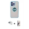 MARSİLYAN™- iPhone 13 Pro Max Kılıf Yörünge Çizgi - Siyah Bilvis 3D Mat Cam Ekran Koruyucu + Pers Alüminyum Kamera Lens - SABE