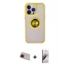 MARSİLYAN™- iPhone 13 Pro Max Kılıf Yörünge Çizgi - Siyah Bilvis 3D Mat Cam Ekran Koruyucu + Rainbow Kamera Lens Koruma Cam - KI