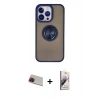 MARSİLYAN™- iPhone 13 Pro Max Kılıf Yörünge Çizgi - Siyah Bilvis 3D Mat Cam Ekran Koruyucu + Rainbow Kamera Lens Koruma Cam - KI
