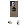 MARSİLYAN™- iPhone 13 Pro Max Kılıf Yörünge Çizgi - Siyah Bilvis 3D Mat Cam Ekran Koruyucu + Rainbow Kamera Lens Koruma Cam - MR