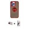 MARSİLYAN™- iPhone 13 Pro Max Kılıf Yörünge Çizgi - Siyah Bilvis 3D Mat Cam Ekran Koruyucu + Rainbow Kamera Lens Koruma Cam - KI