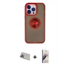 MARSİLYAN™- iPhone 13 Pro Max Kılıf Yörünge Çizgi - Siyah Bilvis 3D Mat Cam Ekran Koruyucu + Rainbow Kamera Lens Koruma Cam - MR