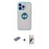 MARSİLYAN™- iPhone 13 Pro Max Kılıf Yörünge Çizgi - Siyah Bilvis 3D Mat Cam Ekran Koruyucu + Renkli Kamera Lens Koruma Cam - SI