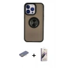 MARSİLYAN™- iPhone 13 Pro Max Kılıf Yörünge Çizgi - Siyah Bilvis 3D Mat Cam Ekran Koruyucu + Renkli Kamera Lens Koruma Cam - SI