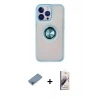 MARSİLYAN™- iPhone 13 Pro Max Kılıf Yörünge Çizgi - Siyah Bilvis 3D Mat Cam Ekran Koruyucu + Shine Kamera Lens Koruma Cam - GI