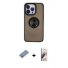 MARSİLYAN™- iPhone 13 Pro Max Kılıf Yörünge Çizgi - Siyah Bilvis 3D Mat Cam Ekran Koruyucu + Shine Kamera Lens Koruma Cam - GI