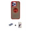 MARSİLYAN™- iPhone 13 Pro Max Kılıf Yörünge Çizgi - Siyah Bilvis 3D Mat Cam Ekran Koruyucu + Renkli Kamera Lens Koruma Cam - YL