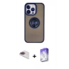 MARSİLYAN™- iPhone 13 Pro Max Kılıf Yörünge Çizgi - Siyah Bilvis 5in1 3D Magic Cam Ekran Koruyucu + Pers Alüminyum Kamera Lens - GI