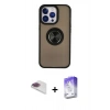 MARSİLYAN™- iPhone 13 Pro Max Kılıf Yörünge Çizgi - Siyah Bilvis 5in1 3D Magic Cam Ekran Koruyucu + Pers Alüminyum Kamera Lens - GI
