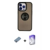 MARSİLYAN™- iPhone 13 Pro Max Kılıf Yörünge Çizgi - Siyah Bilvis 5in1 3D Magic Cam Ekran Koruyucu + Shine Kamera Lens Koruma Cam - GI