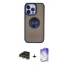 MARSİLYAN™- iPhone 13 Pro Max Kılıf Yörünge Çizgi - Siyah Bilvis 5in1 3D Magic Cam Ekran Koruyucu + Raze Metal Kamera Lens - GD