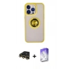 MARSİLYAN™- iPhone 13 Pro Max Kılıf Yörünge Çizgi - Siyah Bilvis 5in1 3D Magic Cam Ekran Koruyucu + Raze Metal Kamera Lens - GD