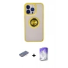 MARSİLYAN™- iPhone 13 Pro Max Kılıf Yörünge Çizgi - Siyah Bilvis 5in1 3D Magic Cam Ekran Koruyucu + Renkli Kamera Lens Koruma Cam - MI