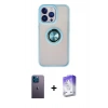 MARSİLYAN™- iPhone 13 Pro Max Kılıf Yörünge Çizgi - Siyah Bilvis 5in1 3D Magic Cam Ekran Koruyucu + Neon Fosforlu Kamera Lens - MI