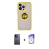 MARSİLYAN™- iPhone 13 Pro Max Kılıf Yörünge Çizgi - Siyah Bilvis 5in1 3D Magic Cam Ekran Koruyucu + Neon Fosforlu Kamera Lens - MI