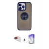 MARSİLYAN™- iPhone 13 Pro Max Kılıf Yörünge Çizgi - Siyah Bilvis 5in1 3D Magic Cam Ekran Koruyucu + Pers Alüminyum Kamera Lens - KI