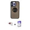 MARSİLYAN™- iPhone 13 Pro Max Kılıf Yörünge Çizgi - Siyah Bilvis 5in1 3D Magic Cam Ekran Koruyucu + Pers Alüminyum Kamera Lens - KI