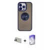 MARSİLYAN™- iPhone 13 Pro Max Kılıf Yörünge Çizgi - Siyah Bilvis 5in1 3D Magic Cam Ekran Koruyucu + Rainbow Kamera Lens Koruma Cam - REGD