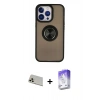 MARSİLYAN™- iPhone 13 Pro Max Kılıf Yörünge Çizgi - Siyah Bilvis 5in1 3D Magic Cam Ekran Koruyucu + Rainbow Kamera Lens Koruma Cam - REGD