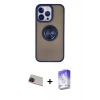 MARSİLYAN™- iPhone 13 Pro Max Kılıf Yörünge Çizgi - Siyah Bilvis 5in1 3D Magic Cam Ekran Koruyucu + Rainbow Kamera Lens Koruma Cam - KI