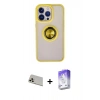 MARSİLYAN™- iPhone 13 Pro Max Kılıf Yörünge Çizgi - Siyah Bilvis 5in1 3D Magic Cam Ekran Koruyucu + Rainbow Kamera Lens Koruma Cam - REGD