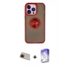 MARSİLYAN™- iPhone 13 Pro Max Kılıf Yörünge Çizgi - Siyah Bilvis 5in1 3D Magic Cam Ekran Koruyucu + Rainbow Kamera Lens Koruma Cam - KI