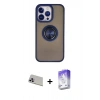 MARSİLYAN™- iPhone 13 Pro Max Kılıf Yörünge Çizgi - Siyah Bilvis 5in1 3D Magic Cam Ekran Koruyucu + Rainbow Kamera Lens Koruma Cam - MR