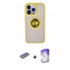 MARSİLYAN™- iPhone 13 Pro Max Kılıf Yörünge Çizgi - Siyah Bilvis 5in1 3D Magic Cam Ekran Koruyucu + Renkli Kamera Lens Koruma Cam - YL