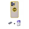 MARSİLYAN™- iPhone 13 Pro Max Kılıf Yörünge Çizgi - Siyah Bilvis 5in1 3D Magic Cam Ekran Koruyucu + Renkli Kamera Lens Koruma Cam - TU