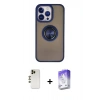 MARSİLYAN™- iPhone 13 Pro Max Kılıf Yörünge Çizgi - Siyah Bilvis 5in1 3D Magic Cam Ekran Koruyucu + Shine Kamera Lens - GD