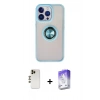 MARSİLYAN™- iPhone 13 Pro Max Kılıf Yörünge Çizgi - Siyah Bilvis 5in1 3D Magic Cam Ekran Koruyucu + Shine Kamera Lens - GD