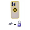 MARSİLYAN™- iPhone 13 Pro Max Kılıf Yörünge Çizgi - Siyah Bilvis 5in1 5D Magic Hayalet Cam Ekran Koruyucu + Renkli Kamera Lens Koruma Cam - SI