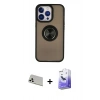 MARSİLYAN™- iPhone 13 Pro Max Kılıf Yörünge Çizgi - Siyah Bilvis 5in1 5D Magic Hayalet Cam Ekran Koruyucu + Rainbow Kamera Lens Koruma Cam - BZ